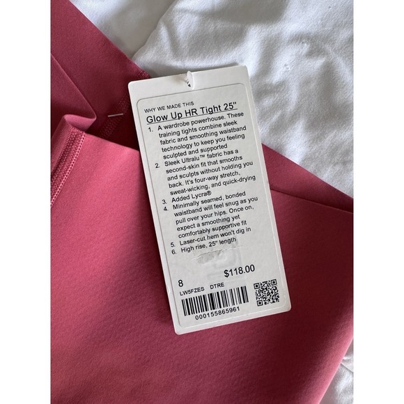 NEW Lululemon GLOW UP HR TIGHT 25" Size 8 Dessert Red Compression Leggings NWT - Picture 3 of 8